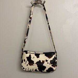 Faux Leather Cow print Purse w/ Adjustable Strap
